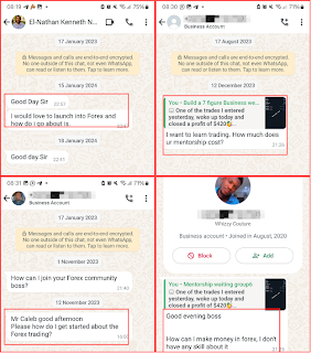 WhatsApp class student trading results